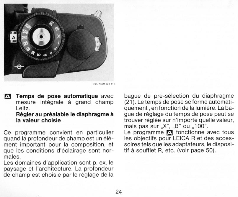 Leica Mode D 'em Ploi pour La Leica R4 Sur Allemand 111-117 A 